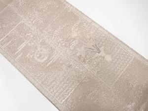 アンティーク　紗 生花模様織出し袋帯（材料）